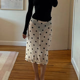 Shopmocho Y2k Fairy Coquette Skirts Dress Women's Midi Skirt See Through Low Rise Ruffled Hem Dot Pattern White Black Mesh Sheer Skirt