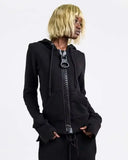 SHOPMOCHO New Y2K American-style women's solid color large zipper loose cropped color-block hoodie fashionable street Harajuku style