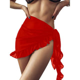 Shopmocho Bestwayclox Ruffle Bikini Cover Ups Short Skirt for Women 2025 Summer Sun Protection Sarong Bikini Beach Dress Brazilian Sarong