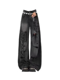 SHOPMOCHO Y2K High Street Red Letter Embroidered Baggy Jeans Women Gothic American New Straight Pants Fashion Street Retro Wide-leg Pants