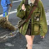 Shopmocho Out of the street VINTAGE children's fun embroidered woolen denim jacket Spring and autumn INS retro jeans