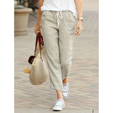 SHOPMOCHO-Autumn Cotton Women's Pants Y2K Black Drawstring Elastic Waist Casual Pants Female Loose Fashion Elegant Ladies Bottom