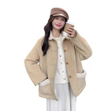 Shopmocho Retro Korean Style Women's Cotton Jacket Lamb Fur Unique Beautiful Short Size Autumn New Milk Series Cotton Coat