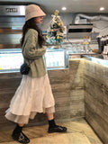 Shopmocho Long Tulle Midi Skirts Womens  Autumn Elastic High Waist Mesh Tutu Pleated Skirts Female Black White Long Skirt Streetwear