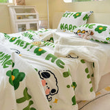 SHOPMOCHO Winter Cartoon Printed Lamb Wool Blanket Thick and Warm Coral Fleece Blanket for Office Napping Fluffy Soft Plush Bedspread
