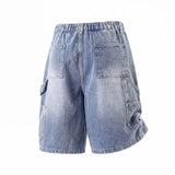 SHOPMOCHO Mens Shorts Denim Shorts Summer Loose Straight Fit Casual Five Inch Inseam Trendy Streetwear