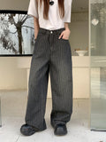 Shopmocho 2025 Ropa Y2K Fashion Vintage Striped Wide Leg Baggy Jeans Pants For Women Clothes Straight Washed Black Casual Lady Trousers