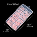 SHOPMOCHO 120Pcs Pink French Short Square Fake Nails 12-Sizes Full Cover Press On Nails Wearable Detachable Finished False Fingertips *TD