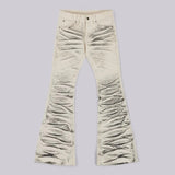 SHOPMOCHO Y2K Retro Distressed Flare Jeans Women High Waist Vintage Washed Denim Bell Bottom Pants Harajuku Streetwear Casual Trousers
