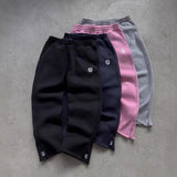 SHOPMOCHO Autumn Drawstring Zipper Sweatpants Solid Color Casual High Street Hip-Hop Rap Street Y2K Style High Waist Trousers