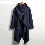 Shopmocho New  Personality Fashion Retro Men's Long Irregular Cape Mens Shirts Leisure Holiday Beach Cotton and Linen Men's Cape Coa