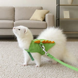 SHOPMOCHO Soft Cartoon Ferret Vest Harness Adjustable Flannel Hamster Chest Strap Dragon Design with Bell Ferret Traction Rope Training