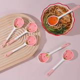 Shopmocho Kawaii Strawberry Ceramic Soup Spoon Cute Korean Ice Cream Hand Painted Coffee Dessert Long Handle Spoon Kitchen Accessories