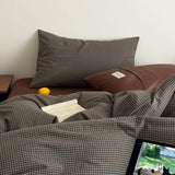 SHOPMOCHO 3pcs 100% Cotton Duvet Cover Set Grid Washed Cotton Quilt Cover Full Queen 220*240 King Size Bedding Set without Sheet Drop Ship