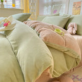 SHOPMOCHO Simple Milk Fleece Warm Autumn Winter Duvet Cover Set 220x240 Soft Fluffy Queen Bedding Set Plush Warmth Blanket Cover Sets Cozy