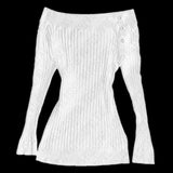 Shopmocho Sexy Punk Y2k Long sleeve Crop Top One shoulder Harajuku Grunge Goth Pullover Streetwear Hip Hop Baby Tee Retro Fashion Top EMO