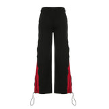 SHOPMOCHO Dark Zipper Patchwork Contrast Color Pants Streetwear Mid-Waisted Layered-Look Wide Leg Pants Women 2025 Autumn Winter Fashion