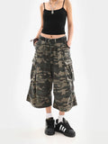 SHOPMOCHO Summer Women Tomboy Camouflage Japanese Abi Jorts Jean Y2K 2000s Aesthetic Capri Pants Harajuku Denim High Street Goblin Core