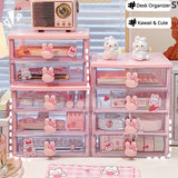 SHOPMOCHO Desktop Storage Box Organizer Student Drawer Box Pen Holder Cute Office Childrens Hair Accessories Stationery Rack Organizer Box