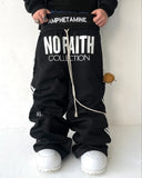 SHOPMOCHO Y2K Fashion Streetwear Gothic Punk Striped Letter Embroidery Trendy Sweatpants Retro Loose Hip Hop Casual Stretch Jogging Pants