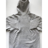 SHOPMOCHO Women Grey Angel Wing Embroidered Hoodie Cute Kawaii Pullover Sweatshirt Wing Decoration Back Y2K Street Harajuku Loose Pullover
