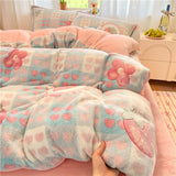Shopmocho 1pc Super Warm Quilt Cover for Winter Thick Soft Flannel Coral Fleece Duvet Cover 220x240cm Queen Bed Cover (without pillowcase)