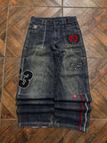 SHOPMOCHO 2026 American New Fashion Oversized Letter Embroidered Washed Loose Jeans Ladies Y2K Gothic Hiphop Popular Casual Wide-leg Pants