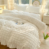 SHOPMOCHO 3pcs Korean lace Bedding set seersucker Duvet Cover Set (1*Duvet Cover + 2*Pillowcase, Without Core)for bedroom guest room