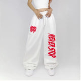 Shopmocho Black White Drawstring Design Sweatpants Women Street Dance Hip-hop Sports Pants for Women New Summer All-match Long Pants Woman