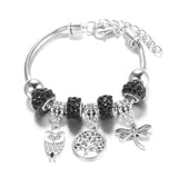 SHOPMOCHO New Butterfly Pendant 5 Color Rhinestone Snake Chain Bangle Lobster Buckle Adjustable Charm Woman Beaded Bracelet Jewelry Gift