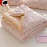 SHOPMOCHO New Sweet Printed Air-Condition Blanket Soft Skin-Friendly quilted quilt Breathable Cooling Summer Comforter Queen King Beds