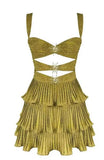 Shopmocho hirigin Women Sequin Starfish Mini Dress Spaghetti Strap Cut Out Layered Ruffle Dress Sparkly Y2k Short Cami Dress Party