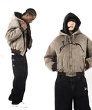 SHOPMOCHO Y2K American High Street Washing Zipper Hooded Sweater New Retro Harajuku Fashion Loose Hooded Top Clothing for Men and Women
