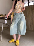 Shopmocho 2025 Summer Sexy Vintage Style Harajuku Blue Jeans Women's Y2K Punk Street Baggy Denim Trouser Casual Mop Calf Length Pants