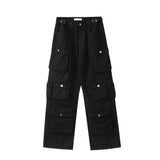 SHOPMOCHO Spring Cargo pants New Popular Rice White Multi-pockets Overalls Harajuku stays Men Loose Casual Trousers Straight Mopping Pants