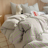 SHOPMOCHO Nordic sling Cotton Pink Stripes Duvet Cover 150x200 Size Girl's Room housse de couette Skin friendly Breathable Comforter Sets