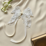 SHOPMOCHO 1Pair/2Pairs French Romantic White Flower Lace Curtain Tieback with Bead Korean Bow Strap Trims for Curtain Accessories Decor