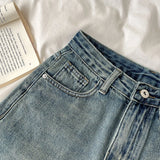 SHOPMOCHO Retro Denim Shorts Women Summer High Waist Loose Wide Leg Straight Short Pants Versatile Casual Half Pants Female Streetwear