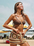 Shopmocho Cover Up Skirt Summer Floral Crochet Cover Up Mini Skirt Hollow Out Knit Bikini Swimsuit Coverups Skirt Vacation Beach Skirts