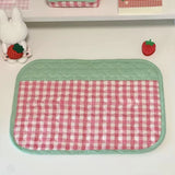 SHOPMOCHO Cute New Pink Love Quilted Japanese Style Ancient Table Mat Tablecloth Ins Style Student Desk Material Heart Shaped Table Mat