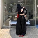 SHOPMOCHO Y2k Clothes Jeans For Woman Baggy Loose Wide Leg Distressed Washed High Waist Trousers Streetwear Casual Long Pants
