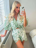 Shopmocho Woman 2 Pieces Shorts Sets 2025 New Fashion Embroidery Short Blouse Summer Women Suit Shorts Two Piece Set Womens Outfits