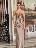 Shopmocho Sexy Printed Lace Up Vest Skirts Sets Women Chic Sleeveless Pleated Fitted Waist Skirt Suits 2025 Party Club Prom Evening Gowns