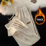 SHOPMOCHO Corduroy Men Casual Sweatpants Straight Thick Wide Leg Pants Autumn Winter Streetwear Outdoor Sports Work Joggers Trousers Male