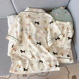 SHOPMOCHO 2Summer short-sleeve pajama set for women, comfortable and trendy, shorts suitable for wearing outside, home wear s