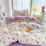 SHOPMOCHO Ins-style Class A ultra-soft double-layer yarn washed cotton 4-piece set, cute quilt cover, student dormitory single and double