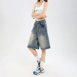SHOPMOCHO 2026 Korean Street Casual Y2K Loose Wide-leg Denim Shorts Five-point Baggy Jeans Women's All-match Straight Summer Hot Shorts