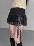 Shopmocho Sweet Cute Fabric Polka Dot Print Women Mini Skirts Bow Chic All-Match Causal Simple Summer Skirts