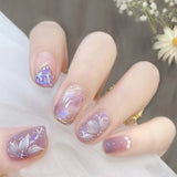 Shopmocho 24pcs Detachable Short Press on Nails Y2k rhinestone False Nails with Glue Ballet Sweet Cool Girls Artificial False Nails Tips
