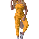 Shopmocho 2025 Wish Women's Utility Jumpsuit Beltless Sleeveless Simple Tied Pants Working Uniform Cross-border Style from China